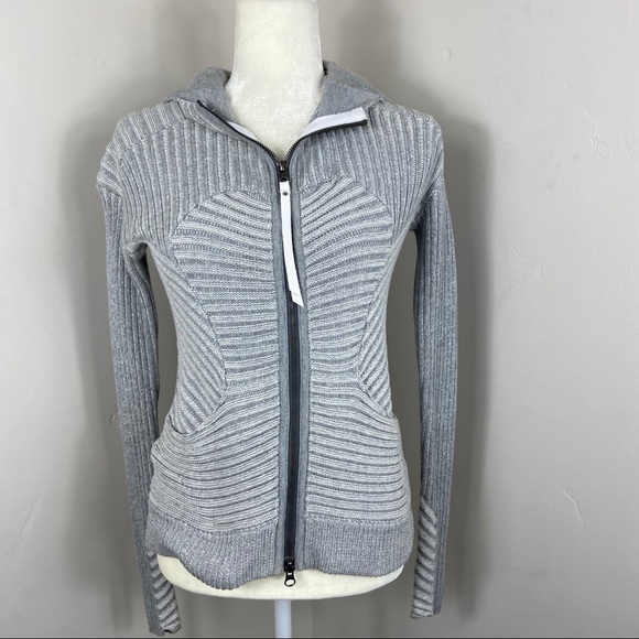 lululemon athletica Sweaters - Lululemon Grey Hoodie Zip Up Scuba Sweater 4